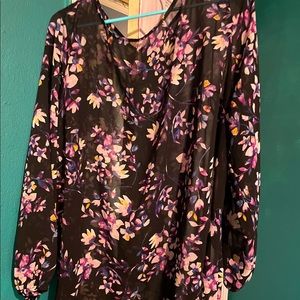 Ava & Viv Sheer Elastic Cuff Blouse | EUC | Plus Size 2X